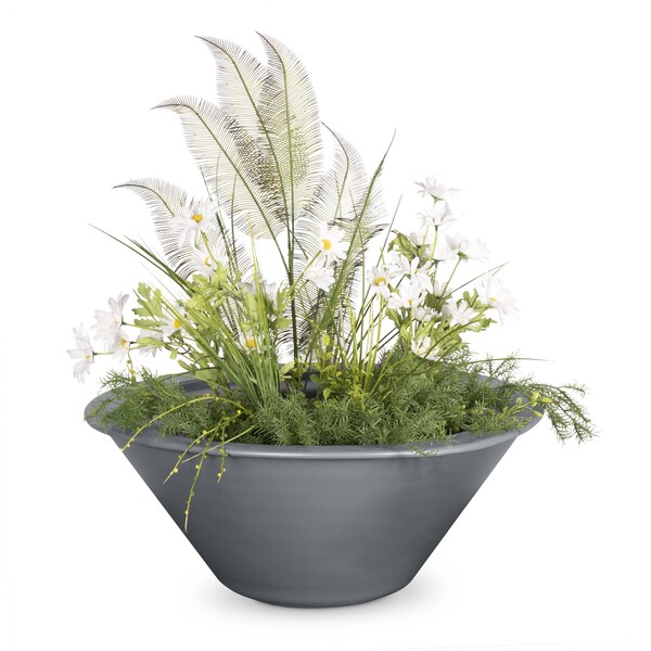 The Outdoor Plus 30 Round Cazo Planter Bowl - Powder Coated Metal - Gray - OPT-R30PCPO-GRY - main